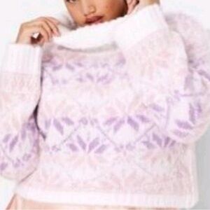 XXL NWT Cozy Knit Patterned Sweater - Pink and Purple